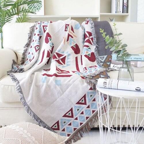 Geometric Blanket For Chair Sofa cover Towel Knitted Nap Blanket Floor Carpet Tablecloth Tapestry Home Bed Decoration