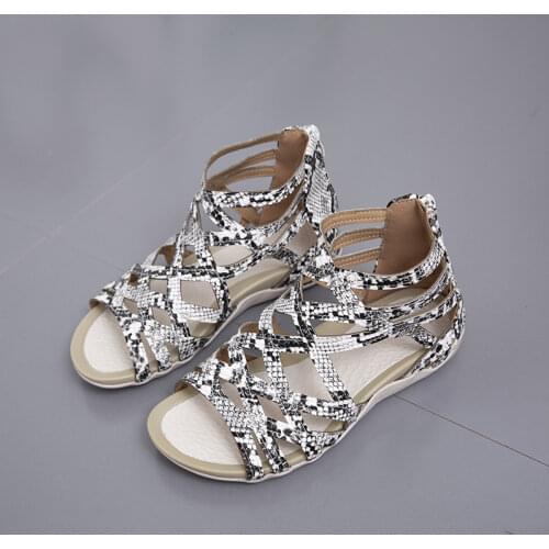 2021 Spring and Summer Plus Size Ladies Sandals Breathable Adult Sports Black Fish Mouth Viscose Shoes Roman Womens Sandals