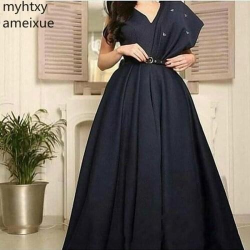 Hot New Arrival V Neck Black Good Look Evening Dresses 2020 Abiye Ever Pretty Cheap Gowns Vestido Longo Festa Arabic Long Dress