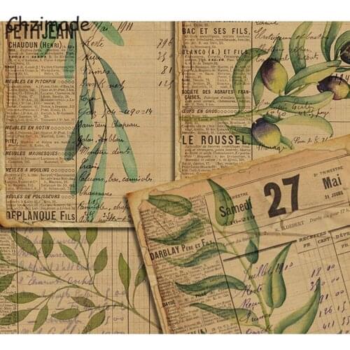 Chzimade 4Pcs Junk Journal Leaves Plants Self-Adhesive Scrapbooking Paper Sticker For Diary Notebook Diy Paper Crafts