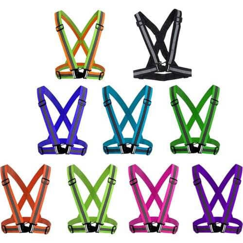 1pc Safety Adjustable Safety Reflective Visibility Striped Vest Jacket Highlight For Night Riding Cycling Sports