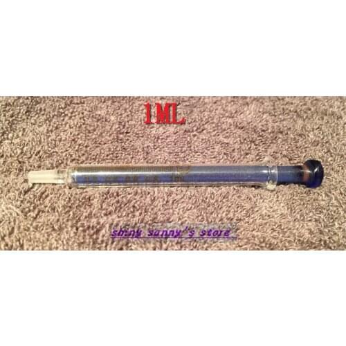 1Pcs 1ml Glass Syringe Injector Glass Sampler Lab Glassware Blue Brand New