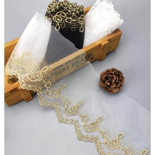 1 Yard 10.5 CM Wide Dark Music Notes Embroidered Lace Trim Mesh Fabric For Bra Lingerie Underwear Costume Dress Decor Handmade