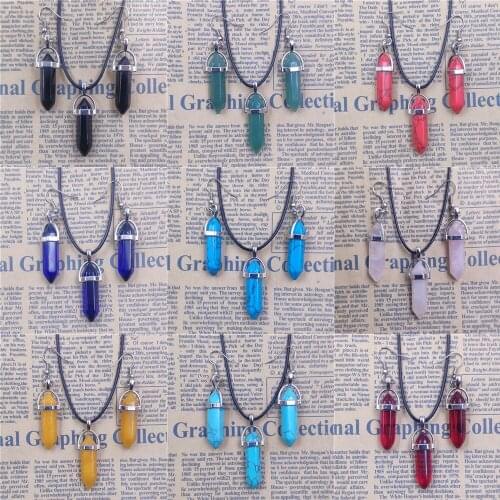 12 Styles Natural Stone White Ethnic Necklace&Earrings Jewelry Set Girl Female Birthday Gift CP025-036