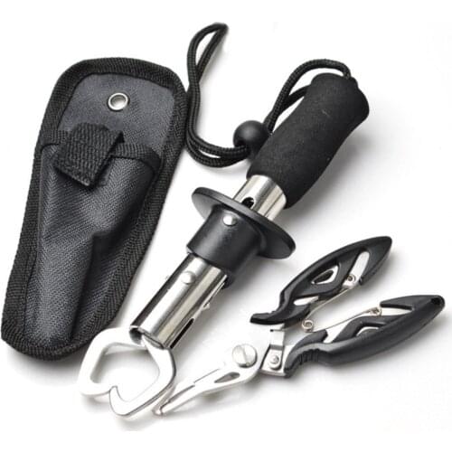 2pcs Fish Grip&Plier Nipper Snip Fishing Lure Pincer Scissor Cutter Lipgrip Remove Hook Tackle Tool Fish Grip Plier set Karper
