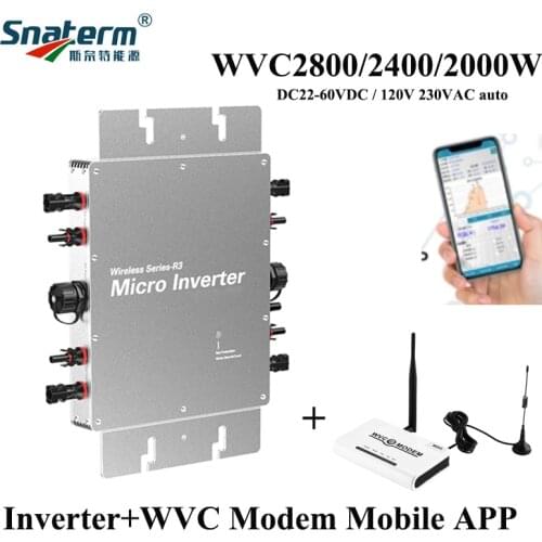 2800W/2400W/2KW/1600W/1400W Solar Micro Grid tie Power inverter Input DC22V-60V to AC110V220V with Mobile APP for monitoring