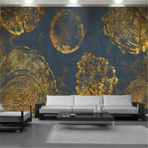 Customize Any Size 3D Interior Decoration Gold Foil Texture Abstract American TV Silk Background Wall Painting Wallpaper