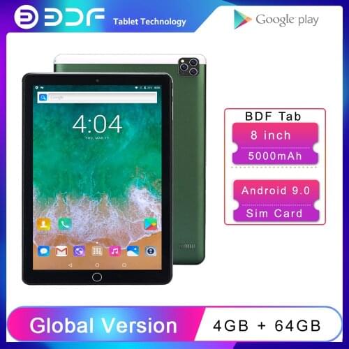 BDF New System 8 Inch Tablet PC Android 9.0 2GB/32GB Dual SIM 3G Phone Call Quad Core GPS WiFi Bluetooth Tablets