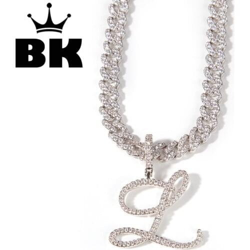 9mm Zircon Miami Cuban Link Necklace with DIY Letters Luxury Ankle Micro Paved CZ Cuban Joining together Chain