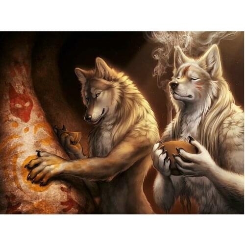 5D diamond embroidery animal wolf diamond painting cross stitch crystal round diamond art decorative diy diamond puzzle