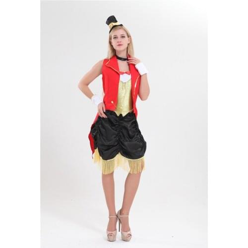 Free shipping Circus Lion Tamer Ringmaster Costume Showgirl Fancy Dress sexy women halloween costume S M L XL 2XL
