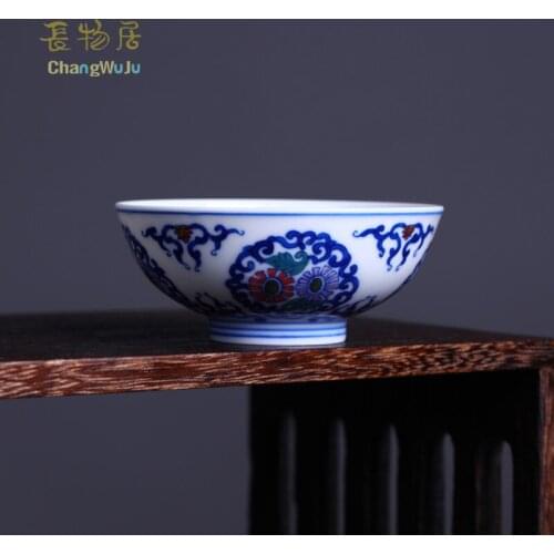 Changwuju in Jingdezhen Cups &Saucer handmade blue and white Kung-Fu tea ware of the undergalzed five-color tea cup for host use