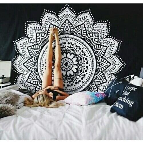 Mandala Floral Tapestry Wall Hanging Blanket Goth Hippie Tapestry Witchcraft Beach Fabric Wandkleed House Decoration AD50WT