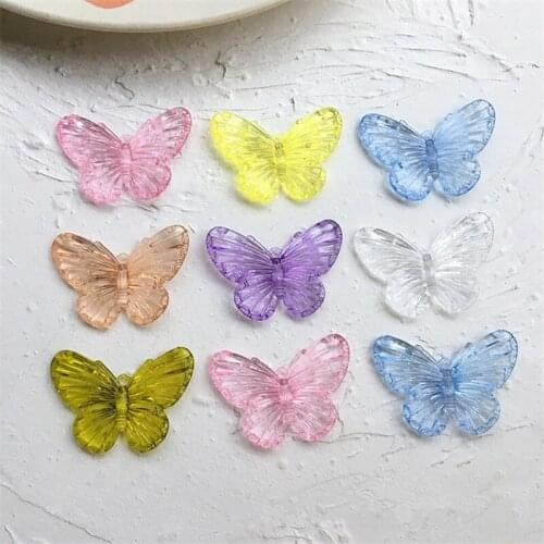 Diy jewerly making 50pcs/lot color print animals cartoon butterfly shape resin beads fit earring/garment pendant accessory