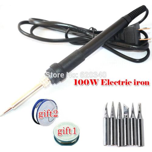Free shipping 100W electric iron gun Solder Soldering Iron Welding Rework Repair Tool With 6pcs Tip 220v + gift