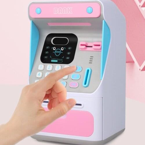 Electronic Piggy Bank Simulated Face Recognition ATM Machine Cash Box Without Electric Auto Scroll Paper Banknote Kids Gift