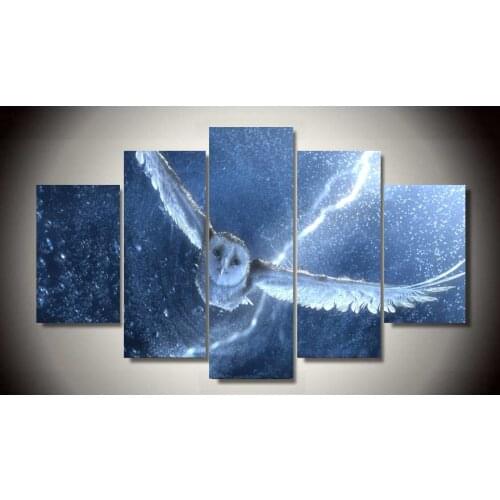 HD Printed Snow Owl Pattern 5 Pieces/Set Group Painting Canvas Print Room Decor Print Poster Picture Canvas Free Shipping
