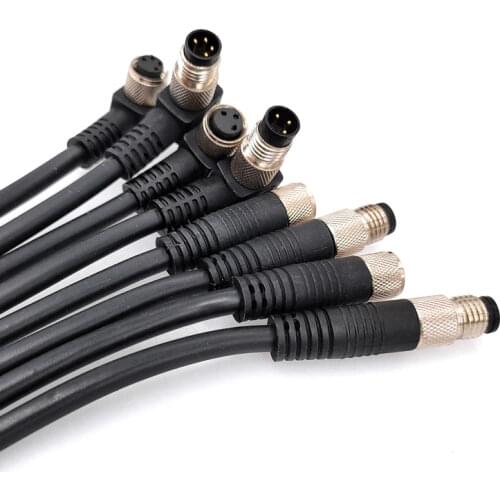 Sensor Connector Cable M8 Waterproof plug Male&Female Straight Angle 4 5 Pin +2m PVC line