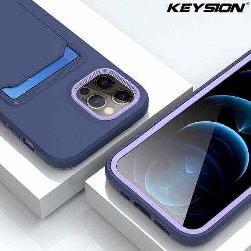 KEYSION Liquid Silicone Phone Case for iPhone 12 11 Pro Max X XS XR Card Slots Shockproof back Cover for iPhone SE 2020 8 7 Plus