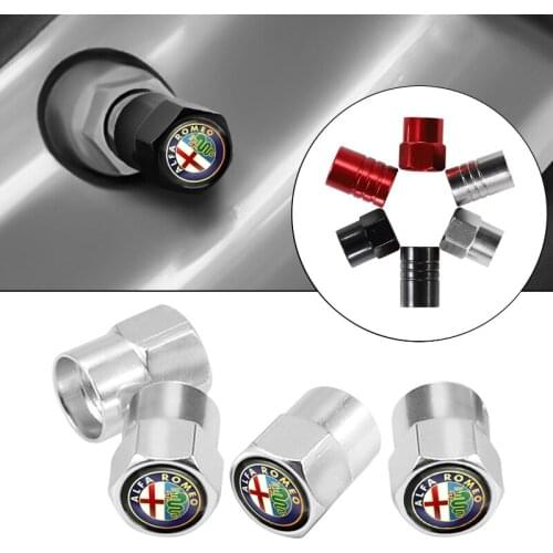 4Pcs Car Tire Valve Caps Aluminum Tire Air Valve For Alfa Romeo 159 147 156 Giulia Giulietta Mito Stelvio Brera Spider