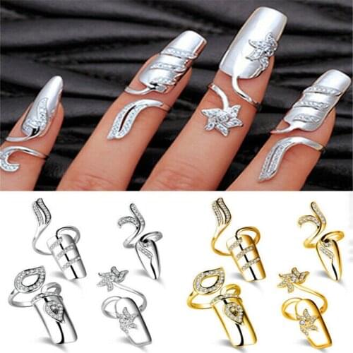 Korean version of nail cover fashion creative opening ring nail ring female temperament jewelry