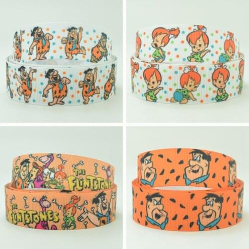 SUPWRF 16 22mm 38 50 75mm Flintstones Printed grosgrain ribbon hair bow DIY hair accessories decoration 50 Yards B0929