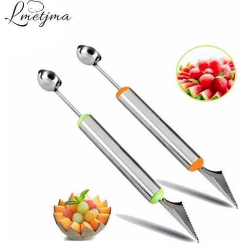 LMETJMA Melon Baller To Make Melon Balls With Fruit Carving Knife Fruit Digging DIY Salads Cake Ice Cream Scooper PY0025