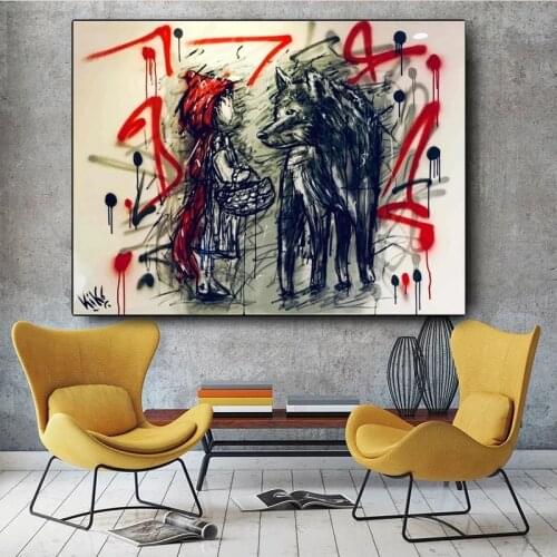 Boy Kiss Dog Banksy Childhood Graffiti Canvas Prints Posters Pop Street Art Oil Painting on Canvas Wall Pictures Home Cuadros