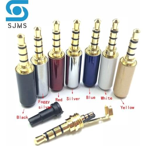 Copper 3.5mm Stereo Headset Plug 3/4 Pole Jack with Clip 3.5 mm Stereo Audio Plug Jack Adapter Connector for 4mm Cable Adapter