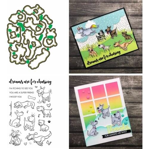 Metal Cutting Dies & Clear Stamps Some Lovely Dogs Bone Footstep Neat Sentences DIY Craft Making Template 2020 New