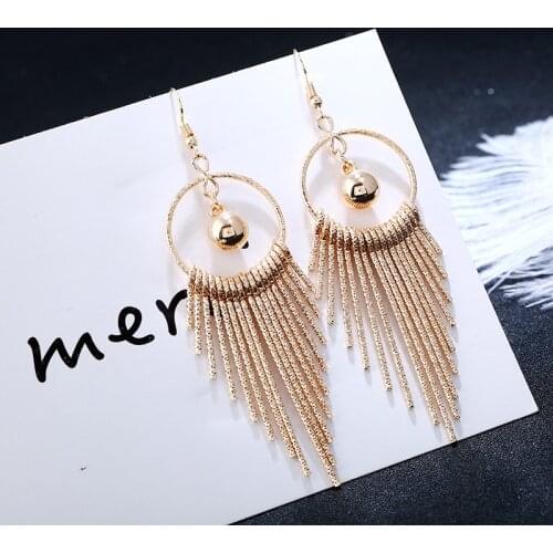 Fashion Vintage Swing Earrings for Women Jewelry Shiny Tassel Earring Long Drop Dangle Earring 2044