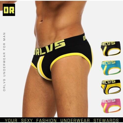 ORLVS Brand Mens Sexy Underwear Briefs Jockstraps Cotton Double D G-string Thongs Male Lingerie Panties Gay Tanga Hombre OR164