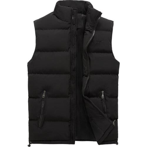 Men Winter Waistcoat Sleeveless Vest Cotton-Padded Thick Warm Waistcoats 2020 Black Jackets Outwear