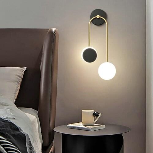 Double-head wall lamp bedroom bedside lamp Nordic post-modern minimalist living room corridor aisle background wall lamp