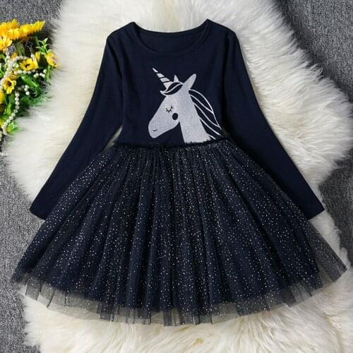 2020 New Brand Girls Unicorn Dress Girls Sequined Vestidos Kids Party Casual Tutu Dress Children Licorne Autumn Winter Dresses