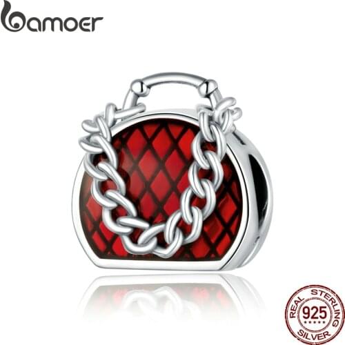 Bamoer Charming Handbag Charm for Original Silver Bracelet & Bangle 925 Sterling Silver DIY Jewelry Bracelet make BSC345