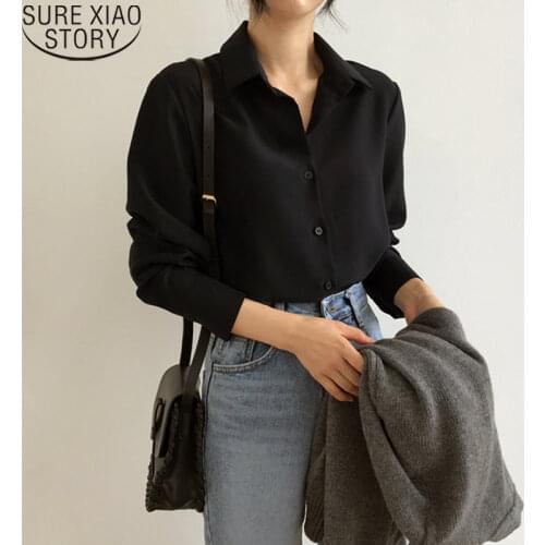 Office Lady Shirt and Blouse 2021 Korean Loose Chiffon Shirts Plus Size Women Clothing Long Sleeve Shirt OL Style Blusas 6830