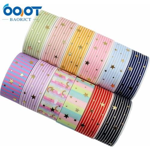 OOOT BAORJCT L-20430-349,25mm,10yards Love stars bronzing Ribbons Thermal transfer Printed grosgrain Accessories DIY materials