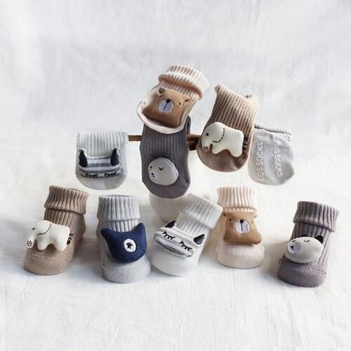 Autumn And Winter 2020 New 3d Cartoon Doll Baby Socks Dispensing Anti Slip Loose Baby Socks Childrens Floor Socks