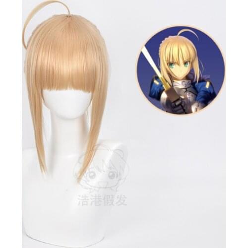 FGO Saber Lily Wig Golden Hair Wig Anime Game Fate/Grand Order Apocrypha Cosplay Hair Synthetic Cosplay Wig 40cm
