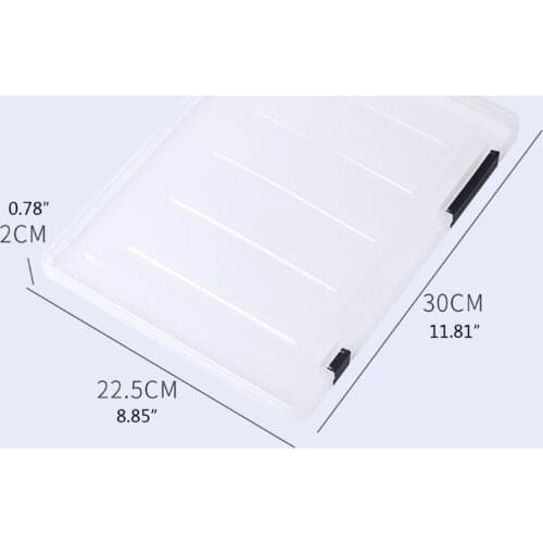 W3JA A4 Plastic Portable Case Document File Folder Transparent Paper Organizer Box for Magazines Photos Cards