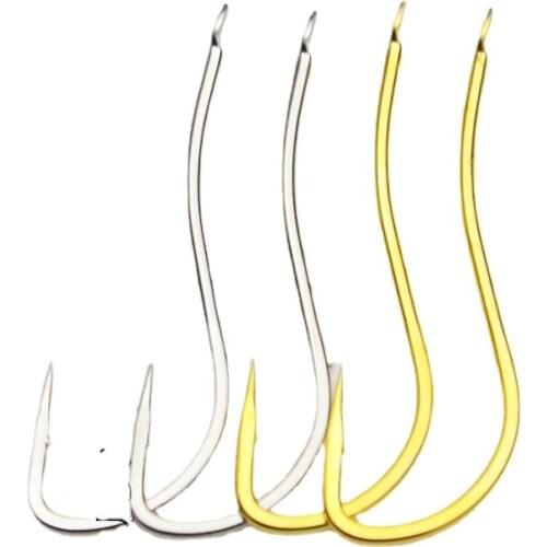 100Pcs Fishing Lure Slow Jigging Fishing Cast Jigs Assist Hook Barbed Single Jig Hooks Thread Feather Pesca High Carbon Steel