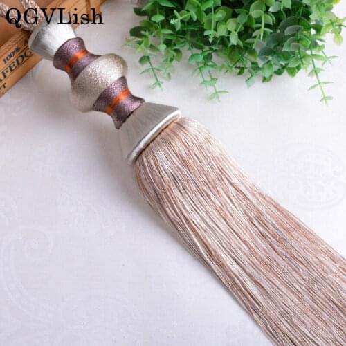 QGVLish 2Pcs Curtain Tassels Fringe Tiebacks Hanging Belts Balls Bind Ropes Brush Straps Curtain Accessories Tie back Home Decor