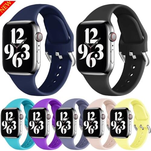 For Apple Watch Bands Strap 44mm 40mm 42mm 38mm Silicone Soft Sports Watchbands for iWatch Series 6 5 4 3 SE Watches Accessories