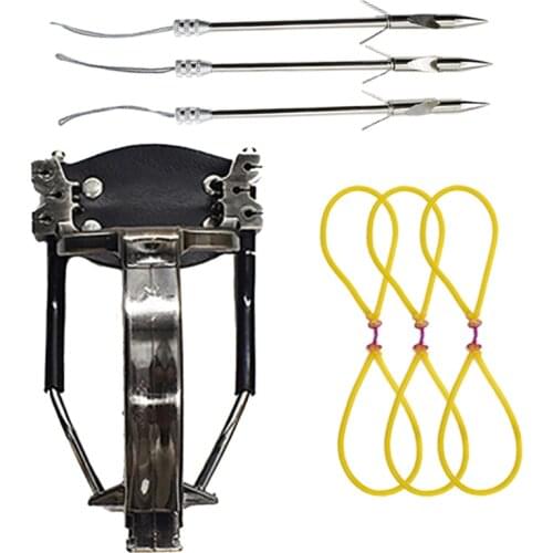 Slingshot Hunting Catapult Folding Wrist Flat Rubber Band Powerful Outdoor Shooting Fishing Slingshot Set