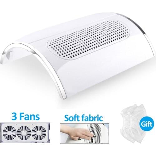 80W Nail Vacuum Cleaner Fan Manicure Tools Dust Suction Collector Strong Powerful Low Noisy Nail Art Salon Equipment With 2 Bags