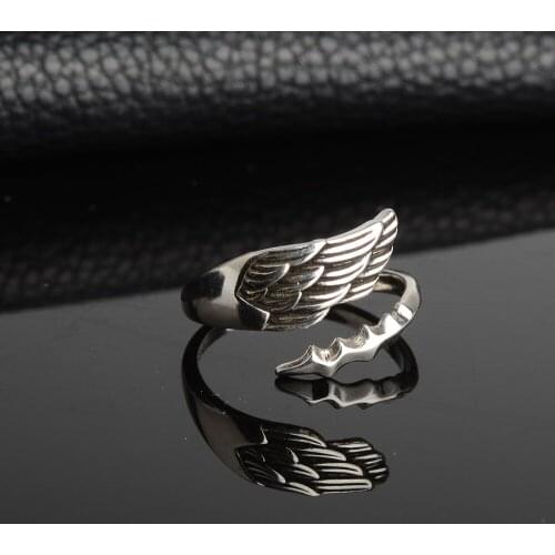 Handmade Retro High-quality 925 Sterling Silver Jewelry Thai Silver Not Allergic Personality Feathers Arrow Opening Rings TJ-46