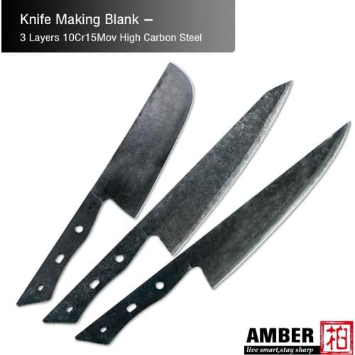 Amber 3 Layers Cladding Steel Semi-Finished Billet Knife Blank DIY High Carbon Chef Kiritsuke Nakiri Blade Without Handle