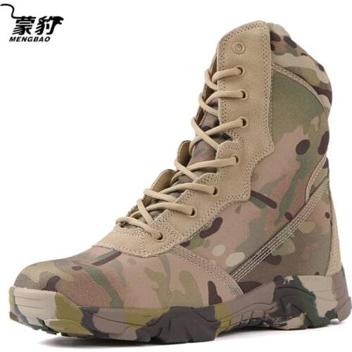 Men Camouflage Combat Ankle Boot Waterproof Leather Work Safety Hunting Casual Shoes Mens Tactical Military Army Boots Sneakers