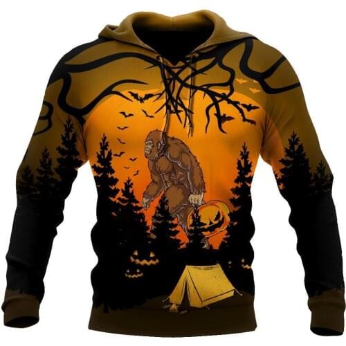 Beautiful hoodie 3DAll Over Printed Halloween Camping Big Foot Sweatshirt For Men/women Autumn Casual Pullover Zipper Streetwear